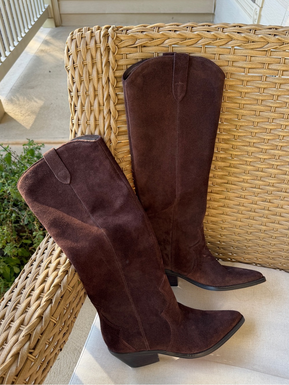 Marc Fisher LTD Ander Brown Suede Western Knee High Pointed Toe Boots Womens 7.5